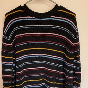 POPSUGAR women's multicolor stripe black knit sweater